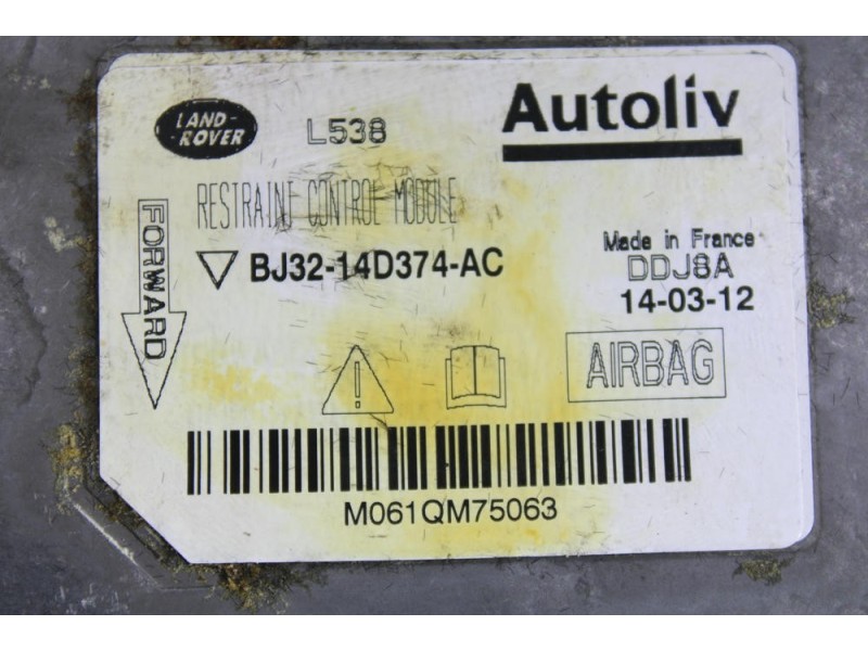 Recambio de centralita airbag para land rover range rover evoque (l538) 2.2 d referencia OEM IAM BJ3214D374AC  